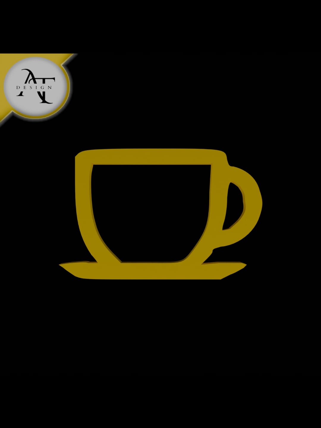 Simple Coffee Cup Symbol - 2D Art 3d model