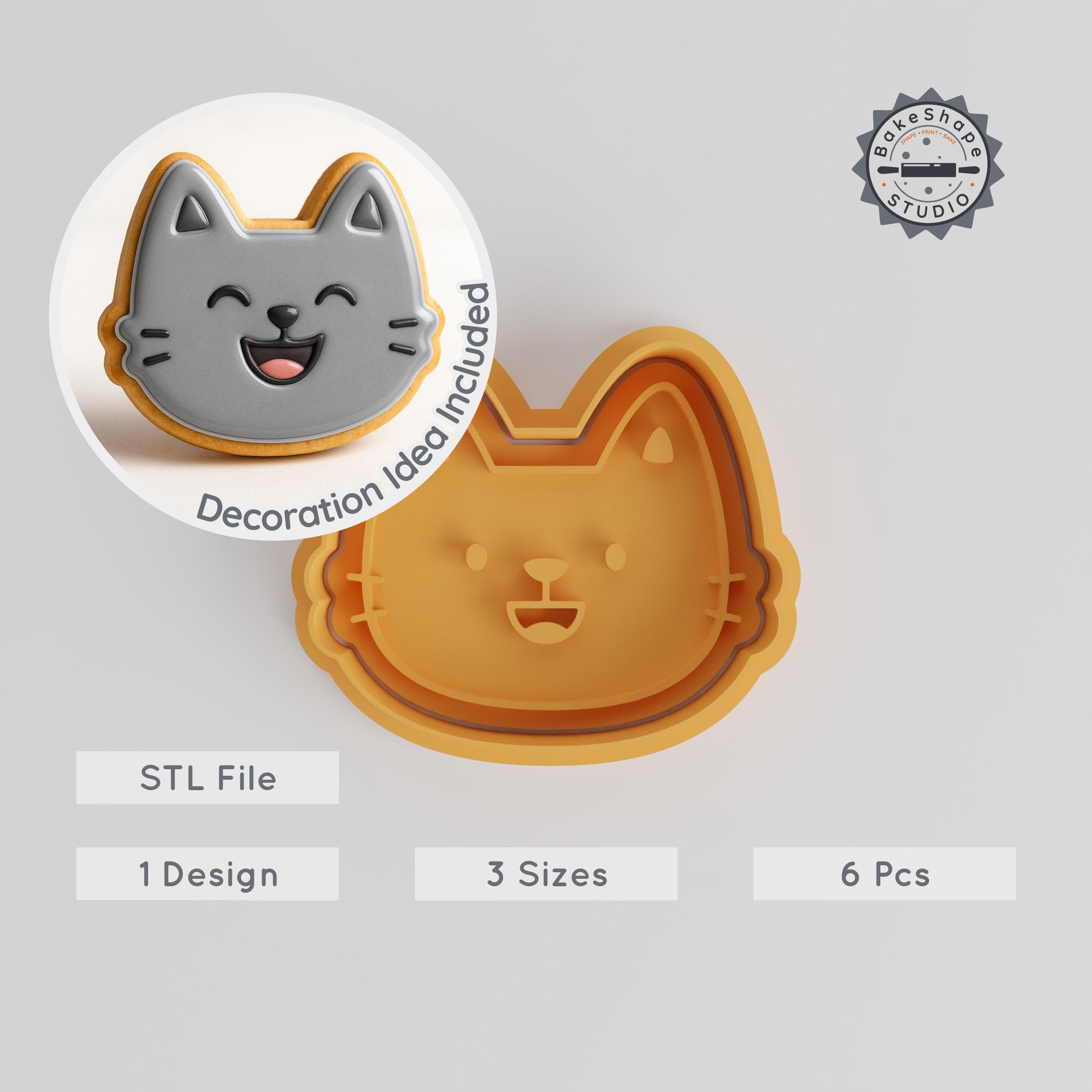 Laughing Face Cookie Cutter & Stamp, Fun Baking Mold Set, Happy Joyful Expressions, S/M/L Sizes, 6-Piece Pack PRODUCT_836 3d model