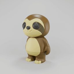 Flexy Sloth Figurine + Keychain 3d model