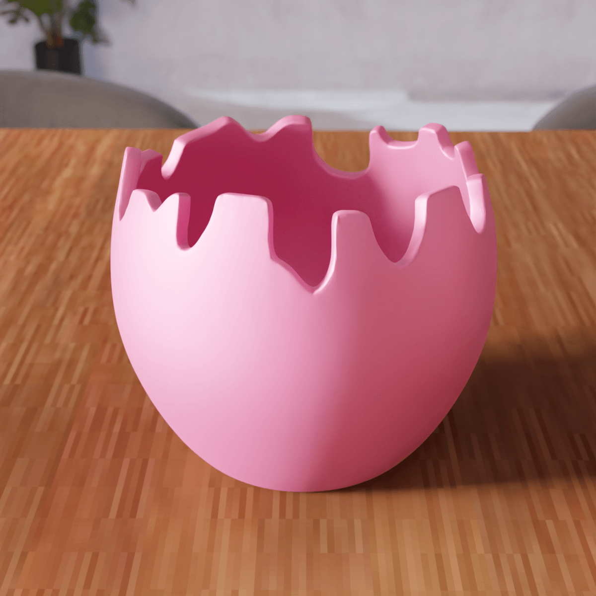 Minimalist Cracked Eggshell Bowl - Versatile Easter & Desk Decor 3d model