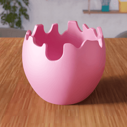Minimalist Cracked Eggshell Bowl - Versatile Easter & Desk Decor 3d model
