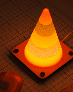 Retro Traffic Cone Desk Light (No-Support Print) 3d model