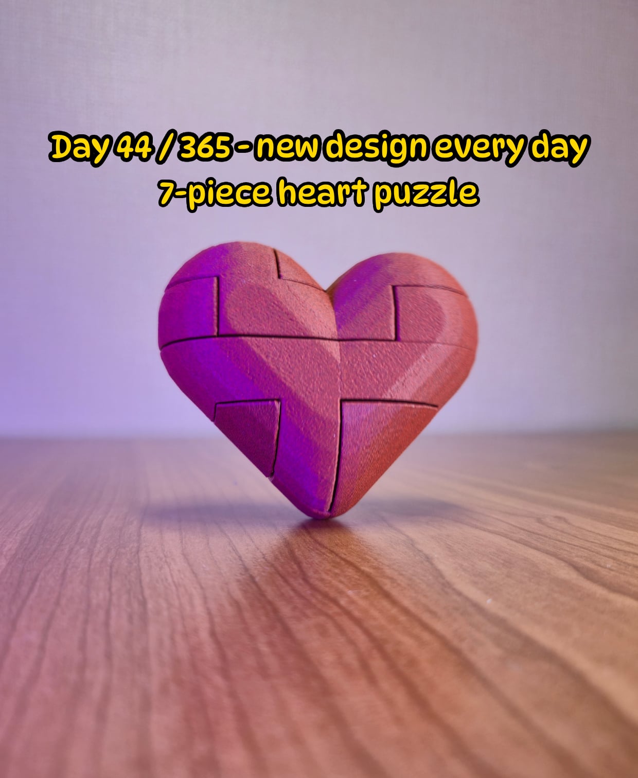 Heart Puzzle – 7-Piece Assembly Brain Teaser 3d model
