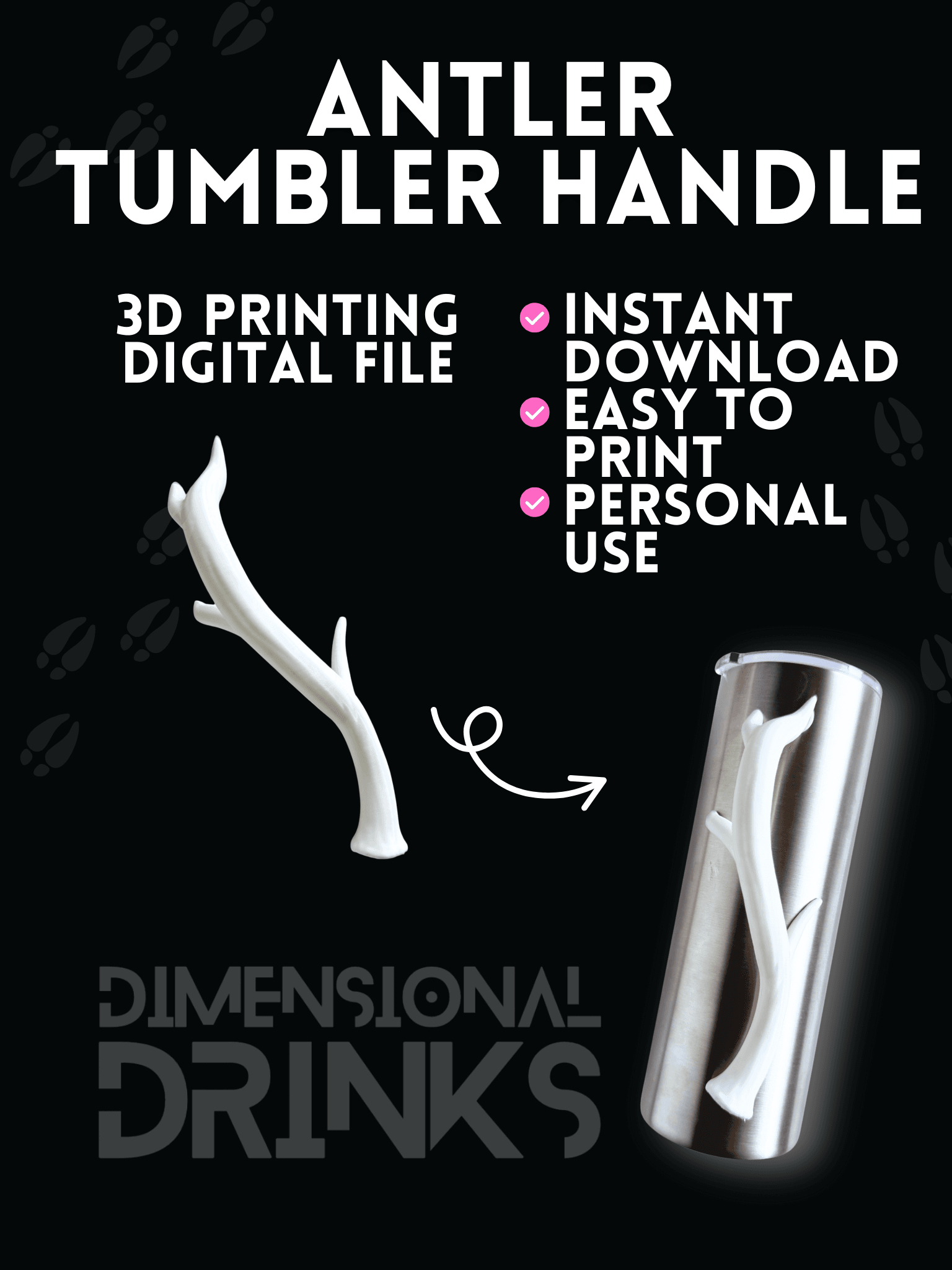 Antler 3D Tumbler Handle 3d model