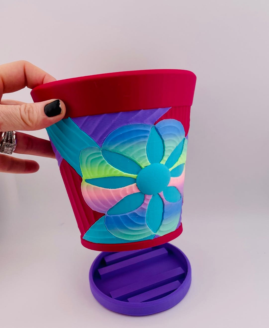 Carved Patchwork 8 Petal Pot 3d model