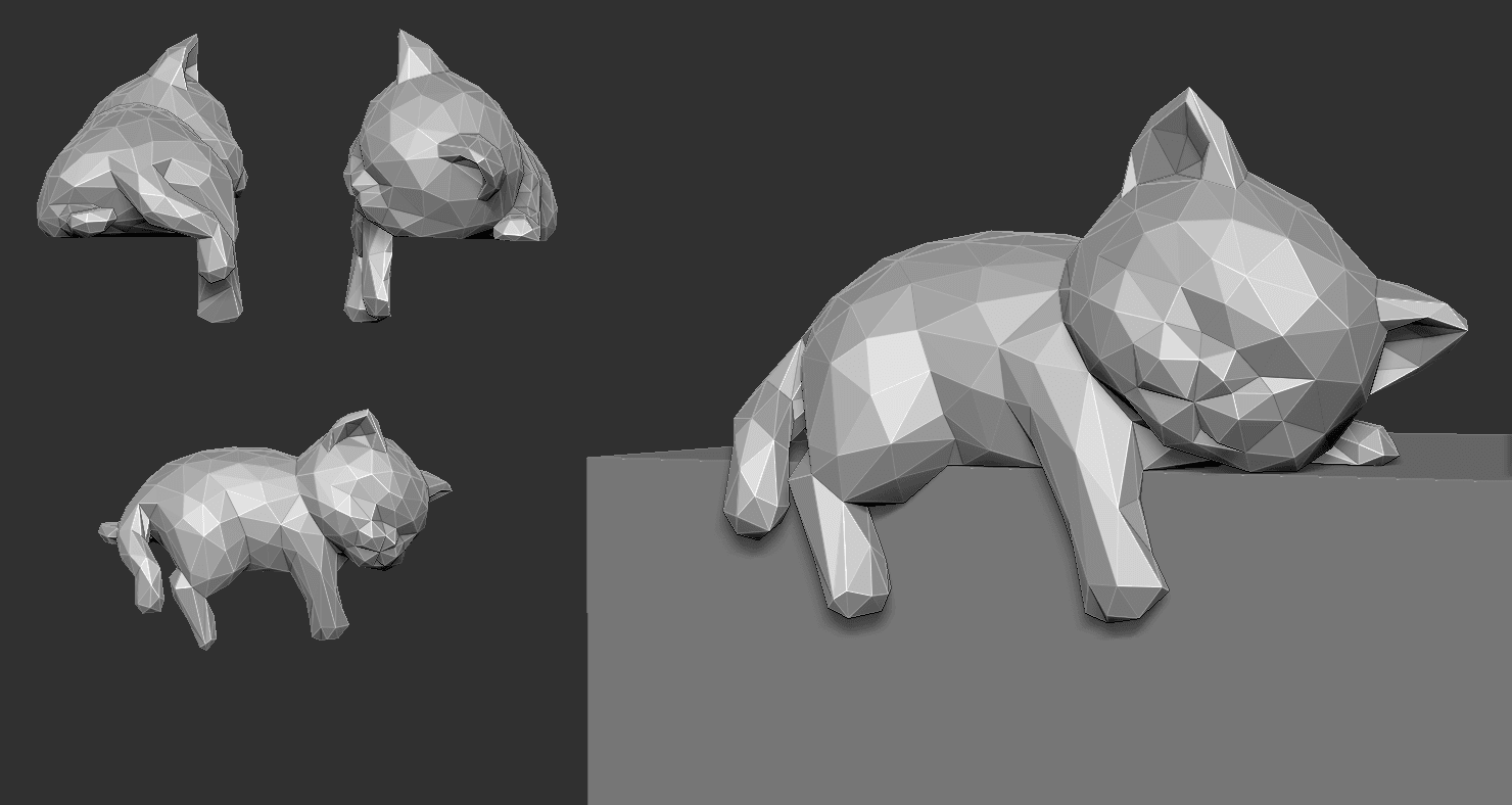 Lowpoly Sleepy Kitten 3d model