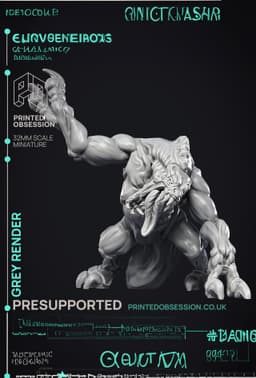 Grey Render - Large Creature - PRESUPPORTED - 32mm Scale 3d model