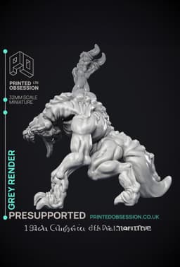 Grey Render - Large Creature - PRESUPPORTED - 32mm Scale 3d model