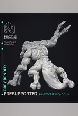 Grey Render - Large Creature - PRESUPPORTED - 32mm Scale 3d model