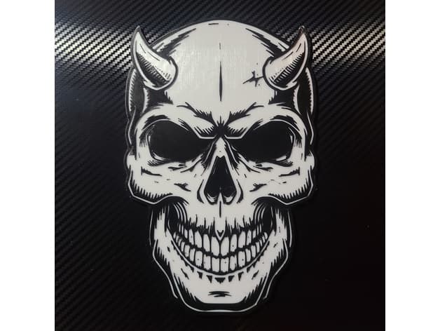 skull logo with horns 3d model