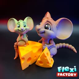 Flexi Factory Mouse & Cheese with 3MF Included! 3d model
