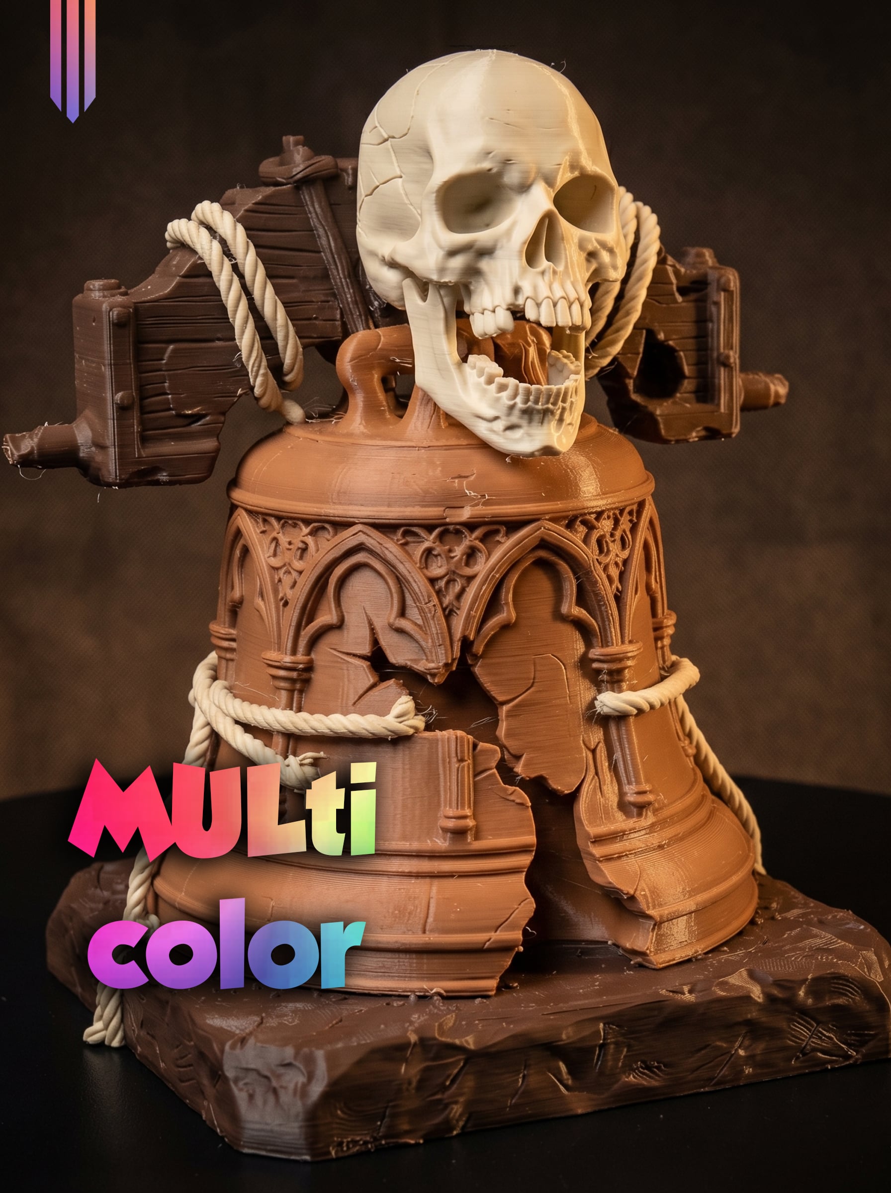 Pirate Skull Bell 3MF | Gothic Decor Multi-Color | FDM 3d model