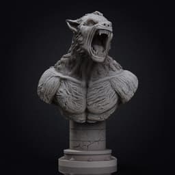 Werewolf bust (Pre-Supported 3d model