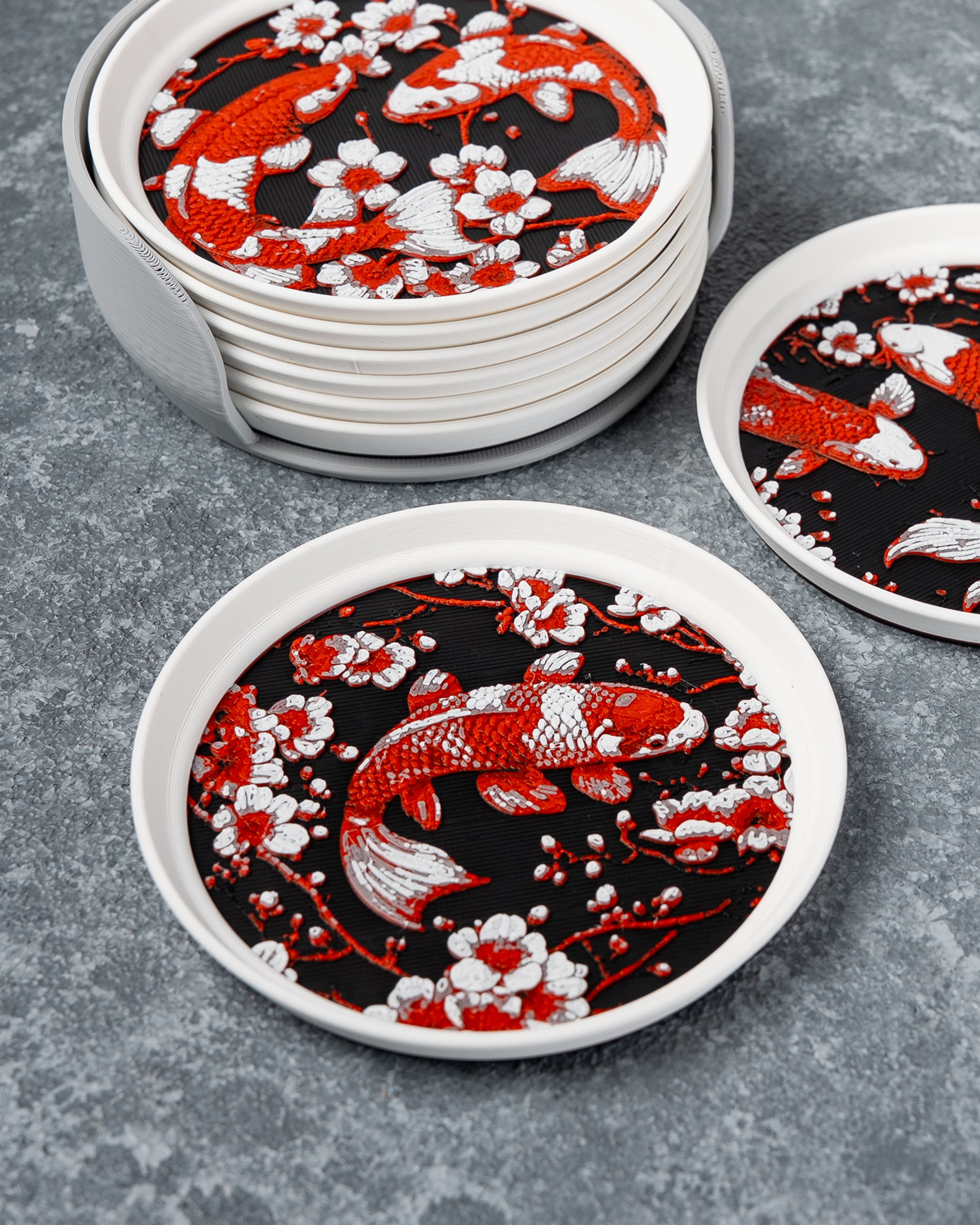Sakura Koi Stackable Coasters 3d model