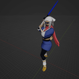 Anime Asian Sword Fighter Girl v2 3d model