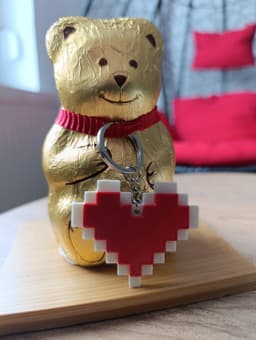 Pixel Heart Keychain 3d model