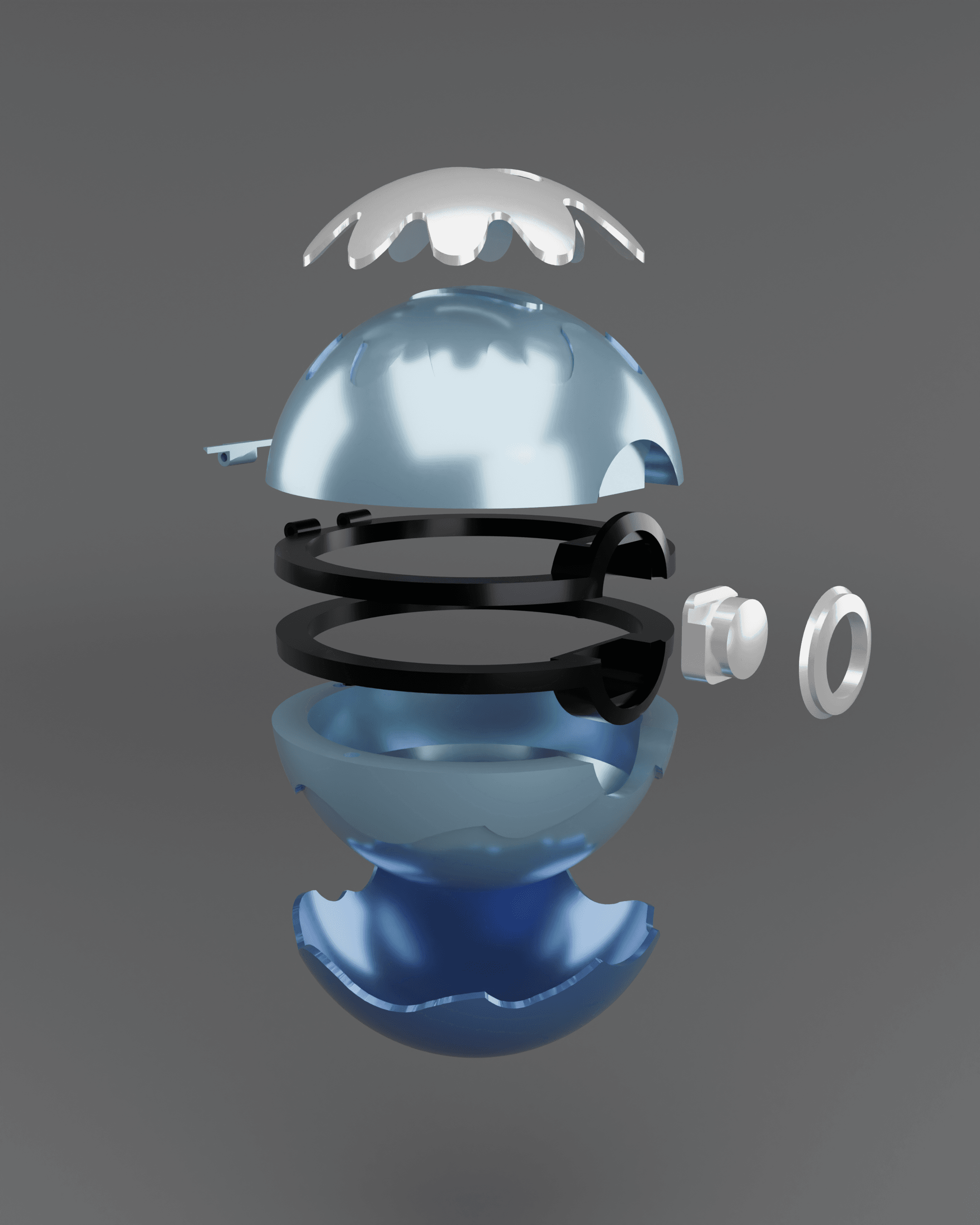 Dive Ball Opening Pokeball - Fan Art 3d model