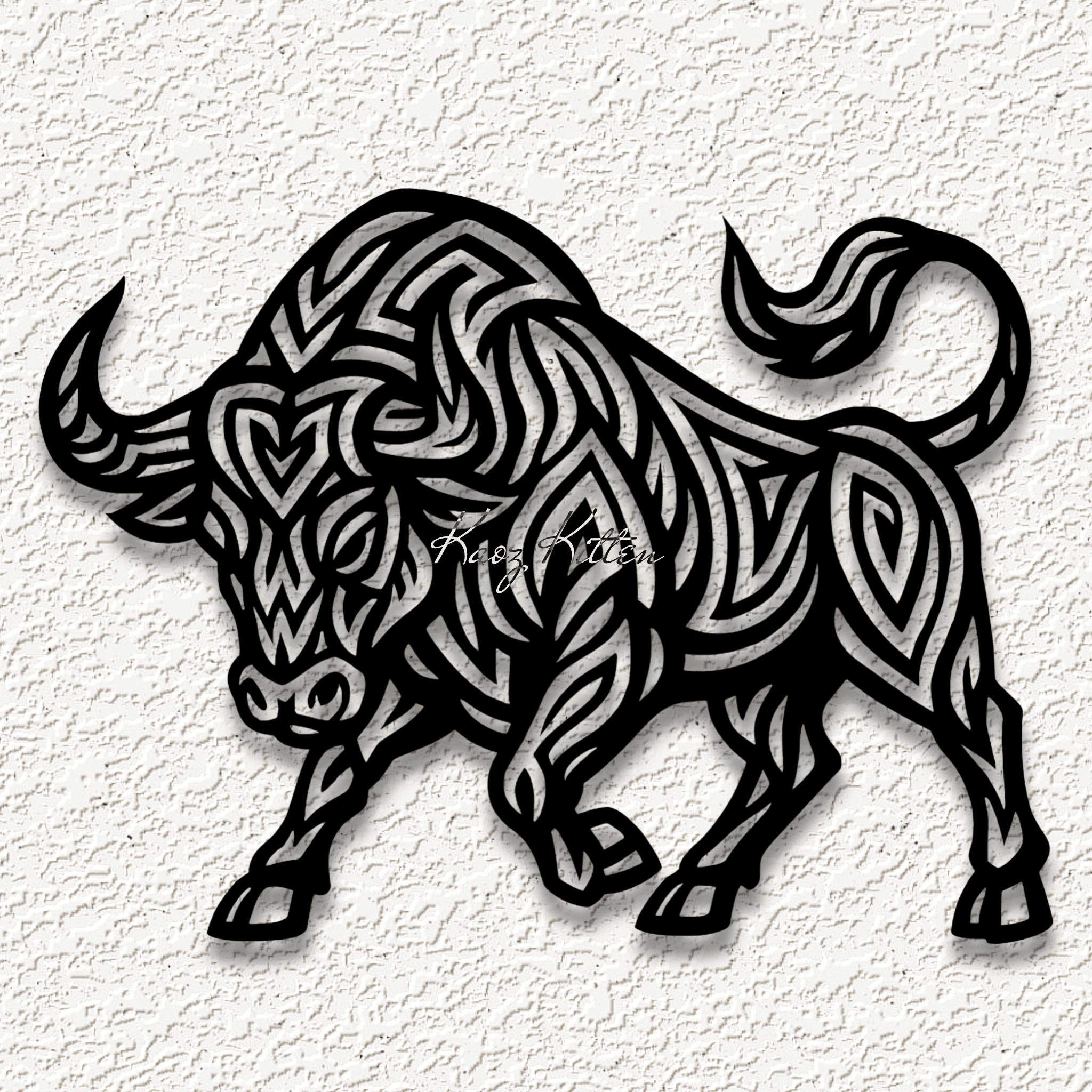 TRIBAL BULL wall art home decor 3d model