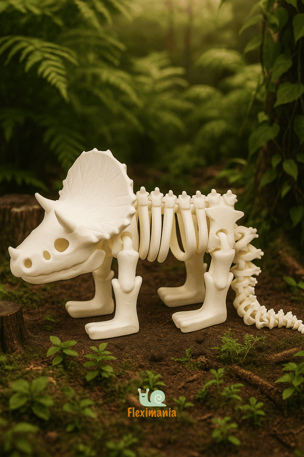 Forest Fossil Dino - Articulated Triceratops Toy 3d model