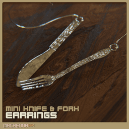 Miniature Fork & Knife Earrings Set 3d model