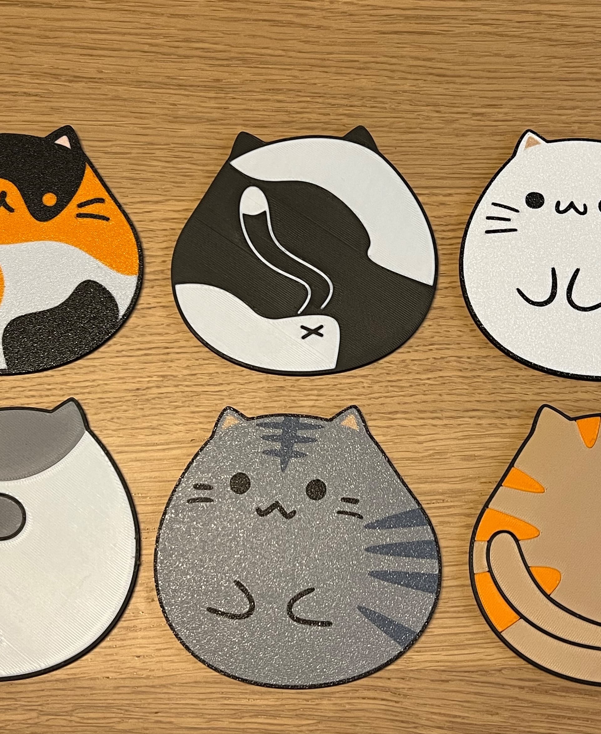 Chubby cats coasters for Bambulab X1/P1/A1 3d model