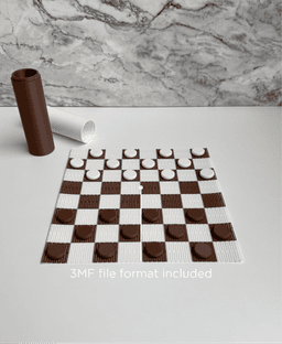 Roll, portable travel Chessboard, Checkers set. 3d model