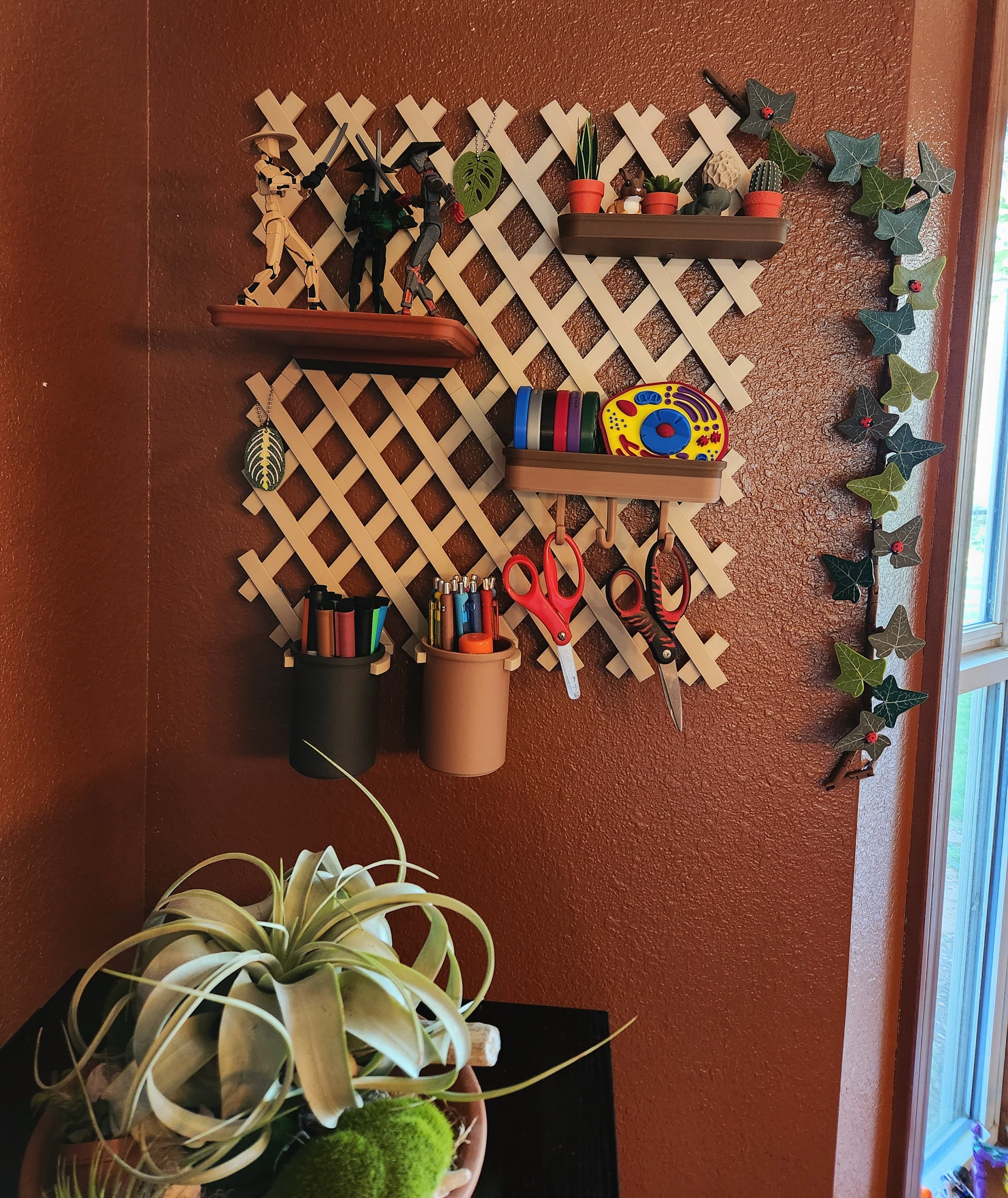 Awesome project, thrilled with the results. Now our homeschool corner is fun and functional!
Filament used:
Esun+ bone white for trellis
Amolen wood sample pack for shelves