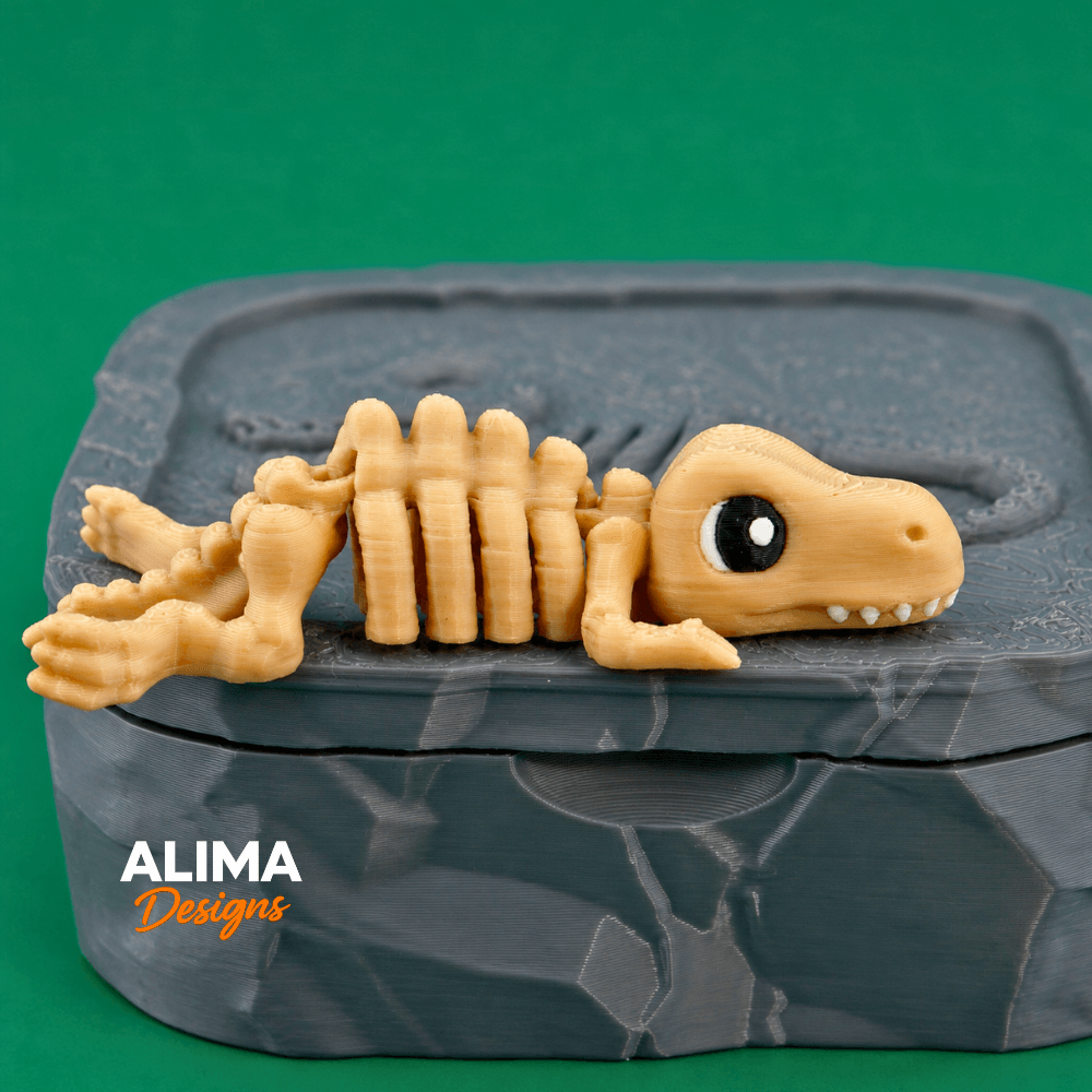 Skeleton T-Rex with Box 3d model