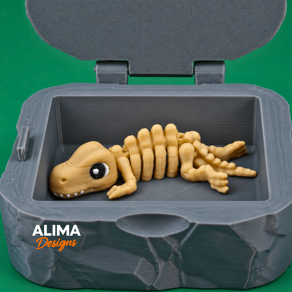 Skeleton T-Rex with Box 3d model