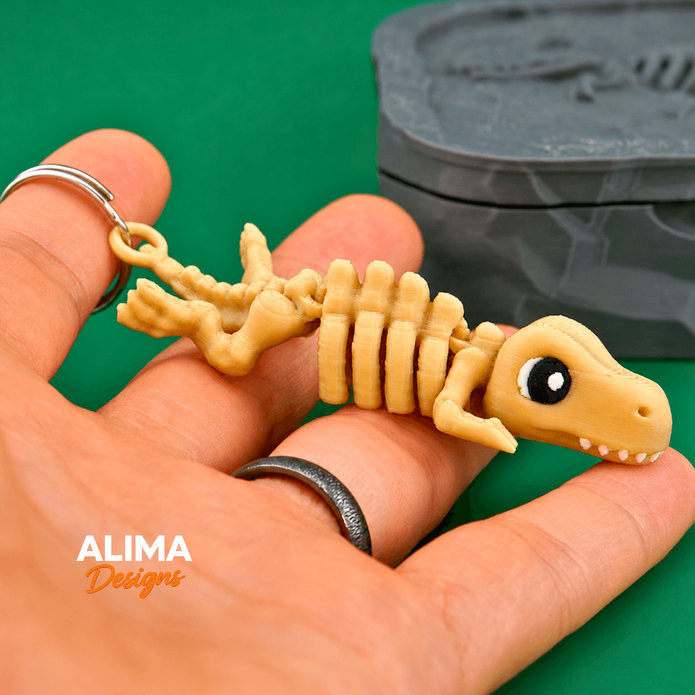 Skeleton T-Rex with Box 3d model