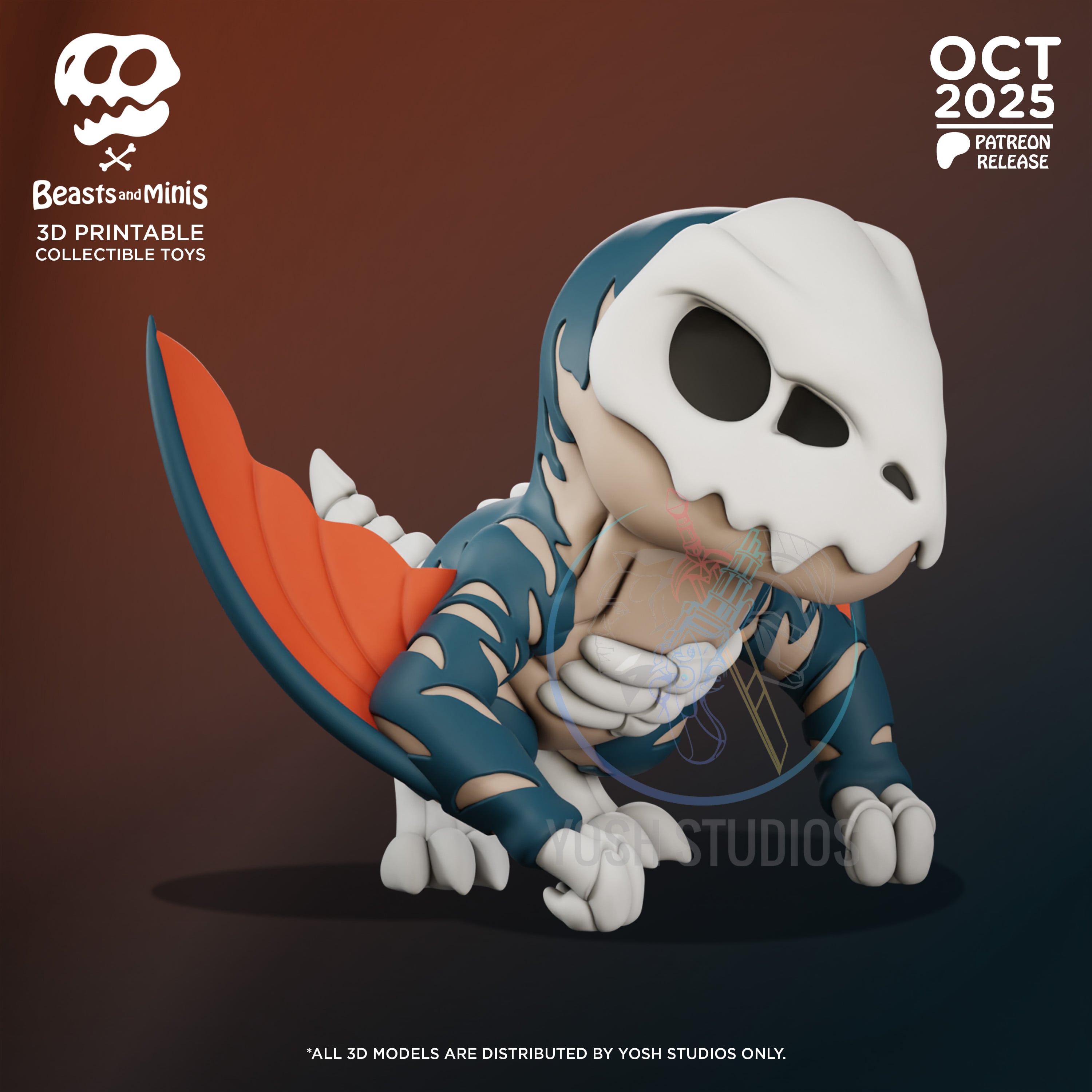 Blue Dinosaur 3D Printer File STL 3d model