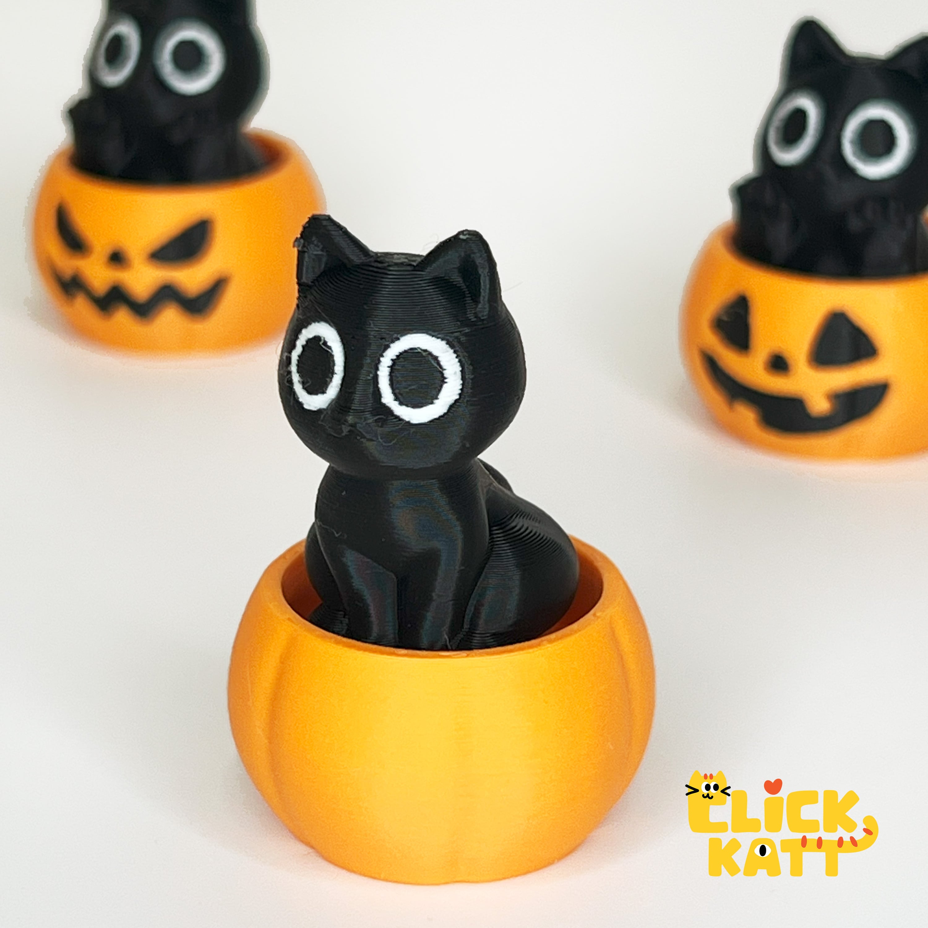 Halloween Pumpkin Cat - Clicker Fidget Toy Keychain 3d model