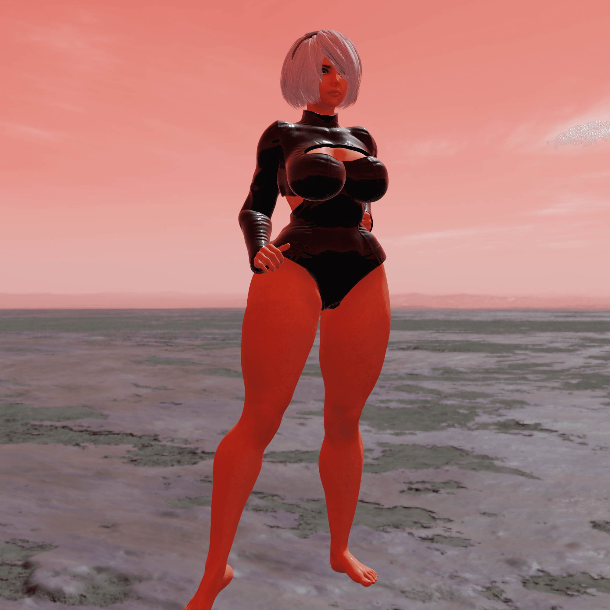 Curvy Asian Fighter Girl v2 3d model
