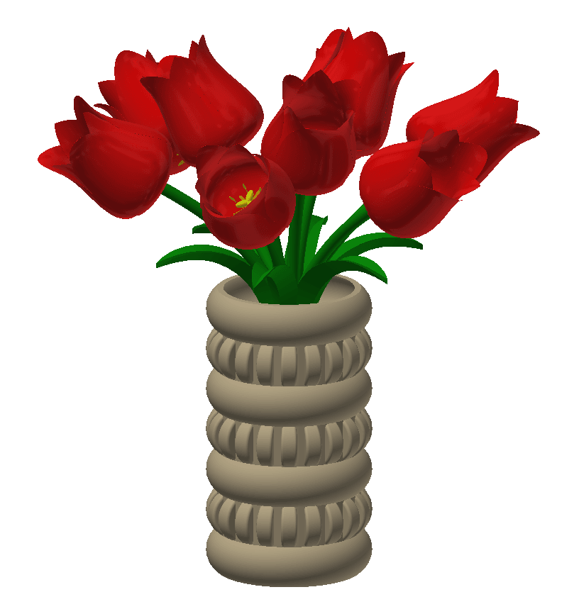 Decorative flower plant vase 3d model