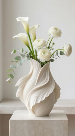 Biomorphic Flowing Sculptural Vase - Organic Wavy Modern Home Decor 3d model