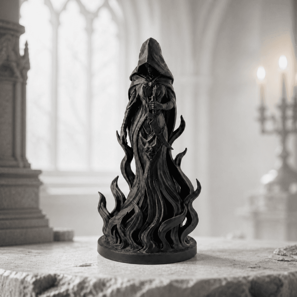 Hooded Flame Figurine - Gothic Statue 3d model