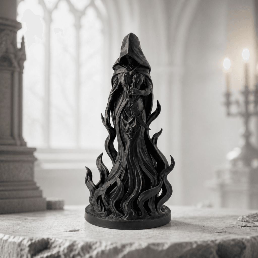 Hooded Flame Figurine - Gothic Statue 3d model