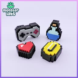 EXCLUSIVE: Retro Video Game Fidget Clicker Keychain Bundle 3d model