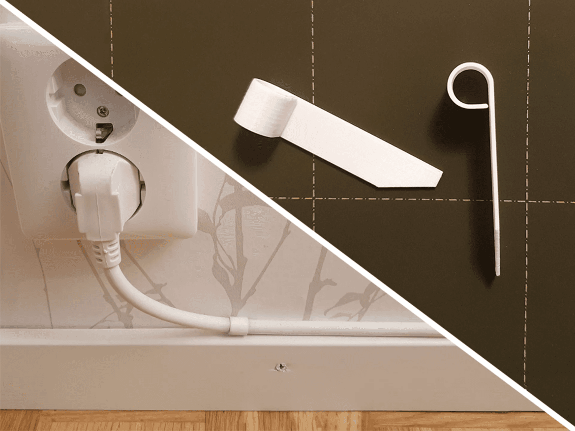 Cable clip with no screws or nails 3d model