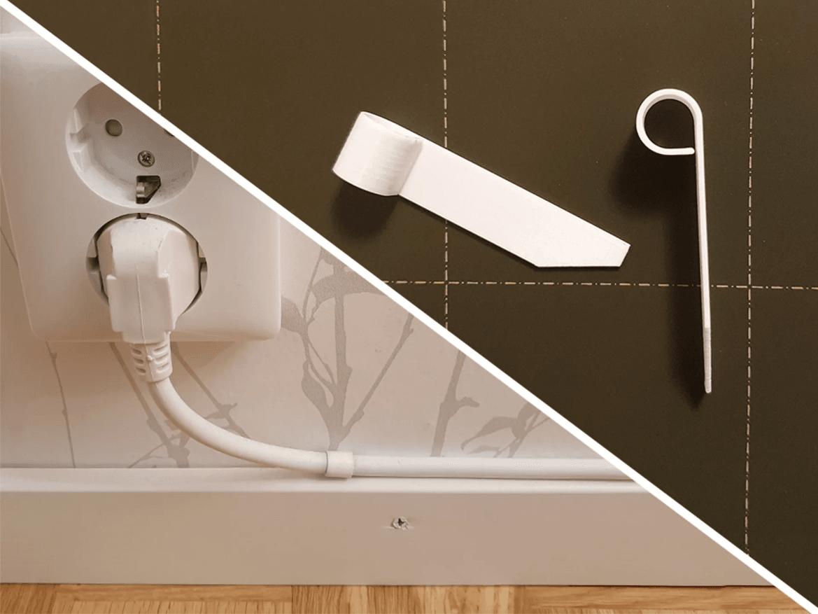 Cable clip with no screws or nails 3d model