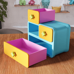 Retro Geometric Modular Desktop Drawer Organizer 3d model