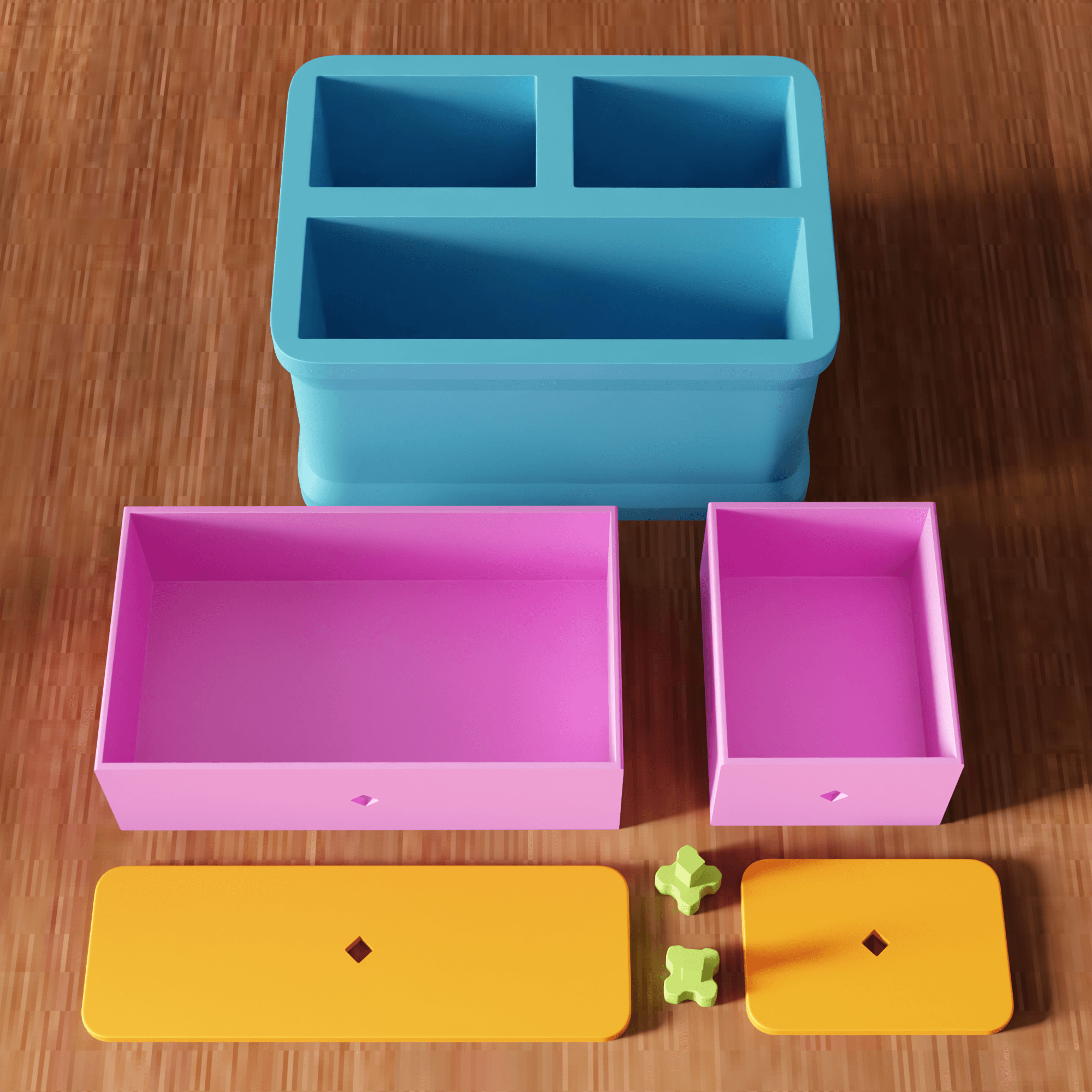 Retro Geometric Modular Desktop Drawer Organizer 3d model