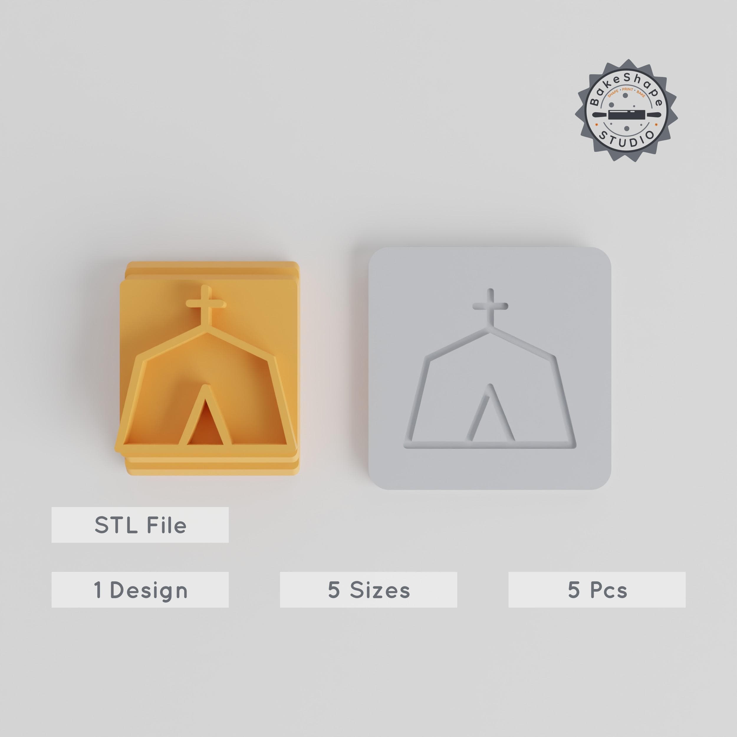 Church Stamp Tile Set, 5 Sizes 20-40mm, Perfect for Clay, Cookies & Fondant, Spiritual Design, Ideal for Crafting & Celebration Themes PRODUCT_4628 3d model