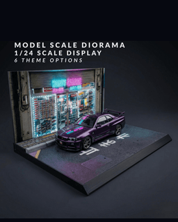 1/24 Scale Tokyo Street Diorama – JDM Garage Display Backdrop 3d model