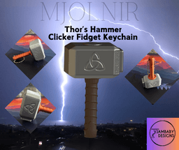 Mjolnir- Thor's Hammer Clicker Fidget Keychain 3d model