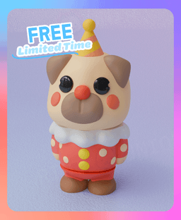 Pug Clown Keychain (Single Color) 3d model