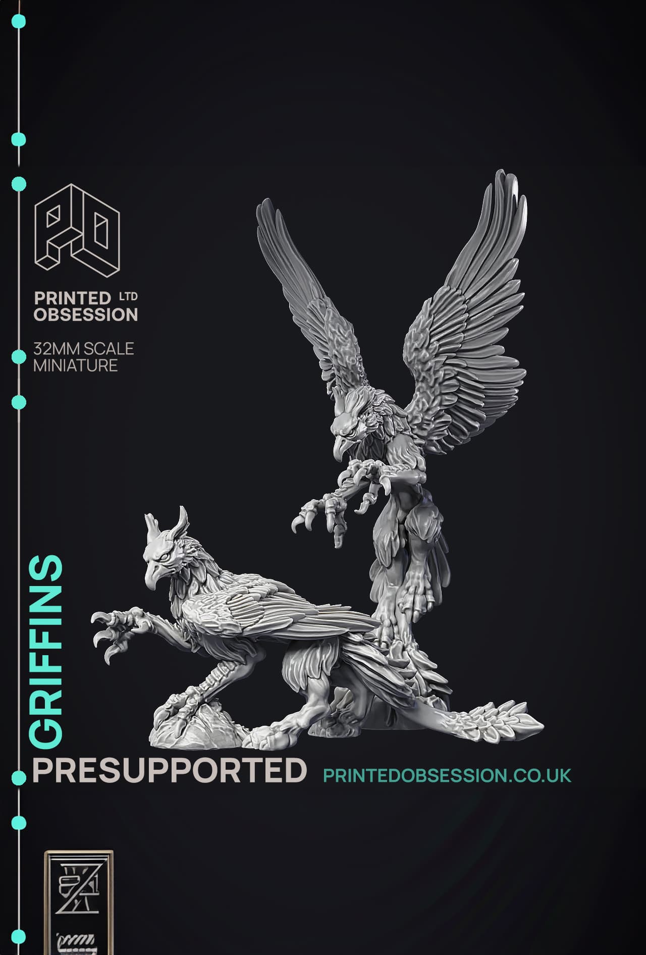 Griffins - 2 Models - PRESUPPORTED- Heaven Hath no Fury - 32mm scale 3d model