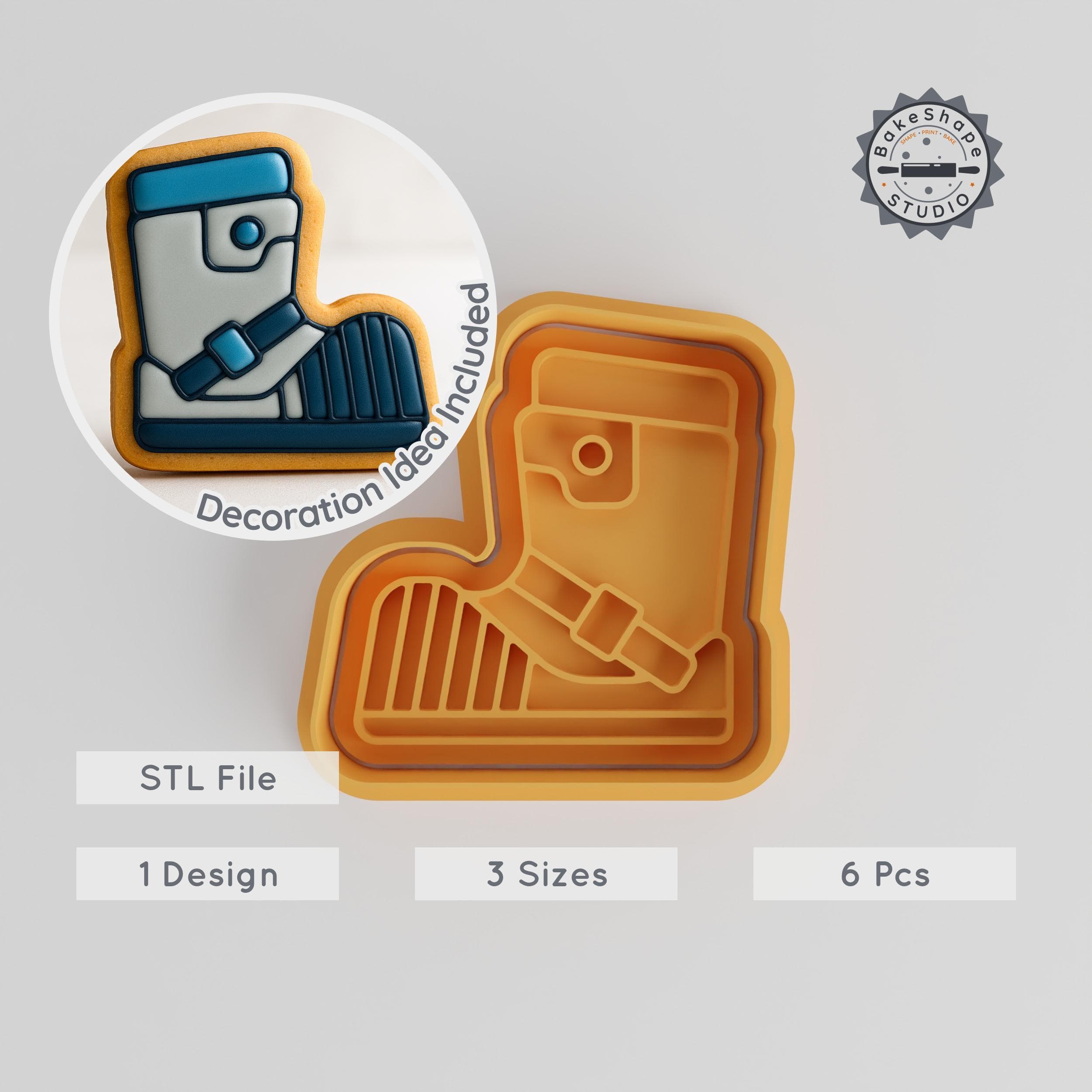 Boot Shape Cutter & Stamp Set, Space Theme, Perfect for Cookies & Fondant, 3 Sizes, S/M/L, 3D Print STL PRODUCT_166 3d model