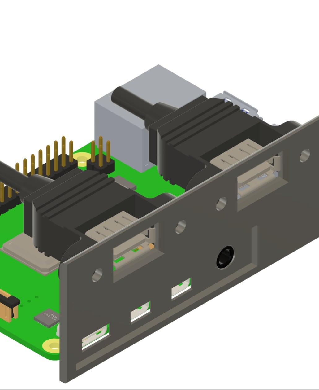 Raspberry pi 4 B panel connection guide 3d model