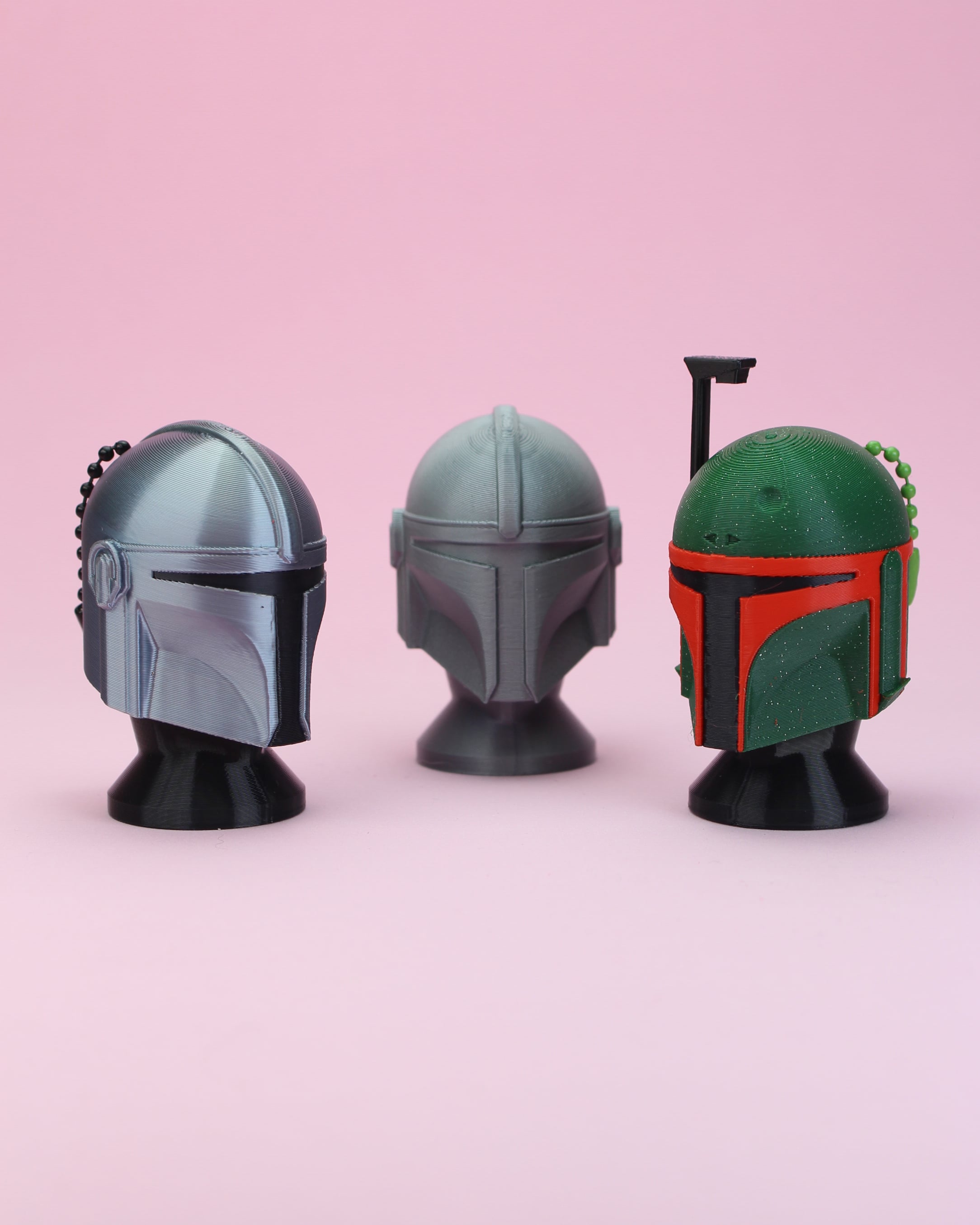 Mandalorian and Boba Fett Helmets Fidget Clicker Keychain 3d model